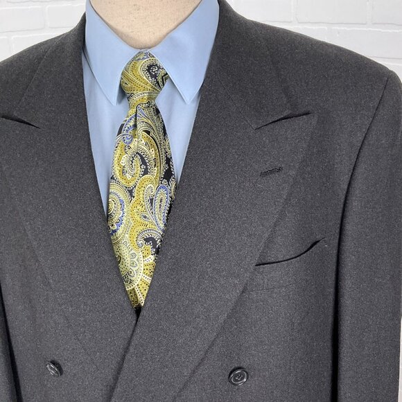 Pierre Cardin Blazer Men 44 Gray Flannel Double Breasted Classic Union USA VTG‎ - Picture 2 of 14